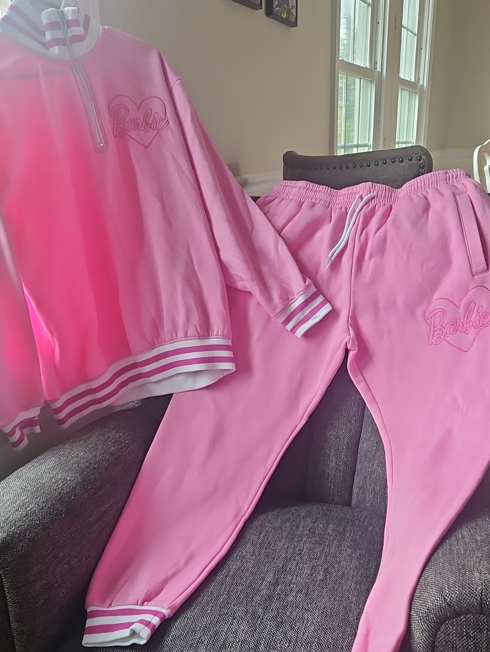 Barbie Pink Two-Piece Heart Logo Pajama Set